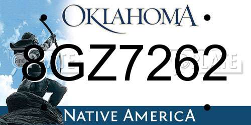 8GZ7262 Oklahoma License Plate