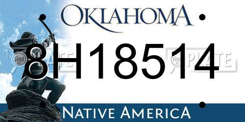 8H18514 Oklahoma License Plate