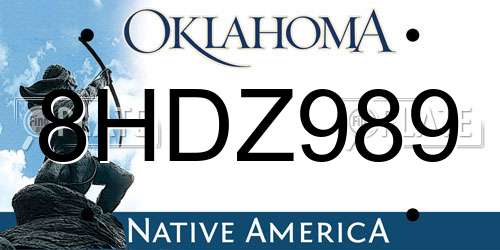 8HDZ989 Oklahoma License Plate