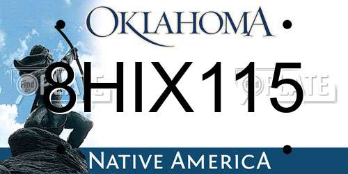8HIX115 Oklahoma License Plate