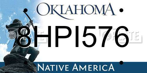 8HPI576 Oklahoma License Plate