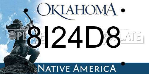 8I24D8 Oklahoma License Plate