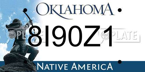 8I90Z1 Oklahoma License Plate