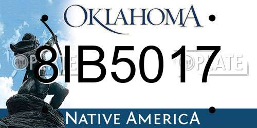 8IB5017 Oklahoma License Plate