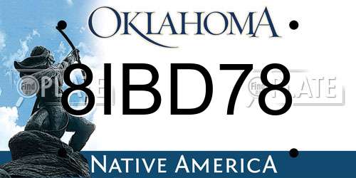 8IBD78 Oklahoma License Plate