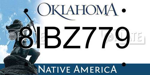 8IBZ779 Oklahoma License Plate