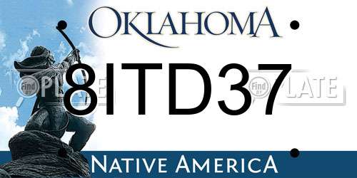8ITD37 Oklahoma License Plate