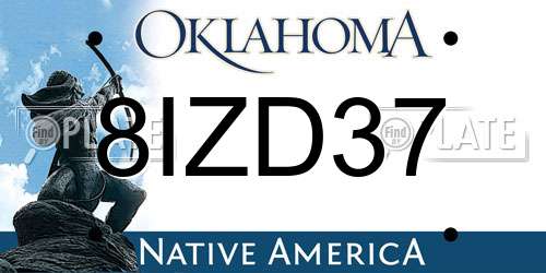 8IZD37 Oklahoma License Plate