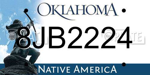 8JB2224 Oklahoma License Plate