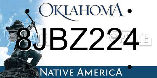 8JBZ224 Oklahoma License Plate