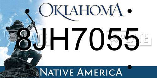 8JH7055 Oklahoma License Plate