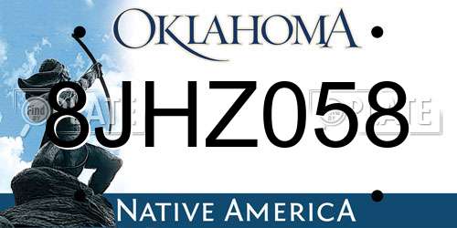 8JHZ058 Oklahoma License Plate