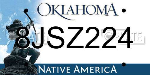 8JSZ224 Oklahoma License Plate