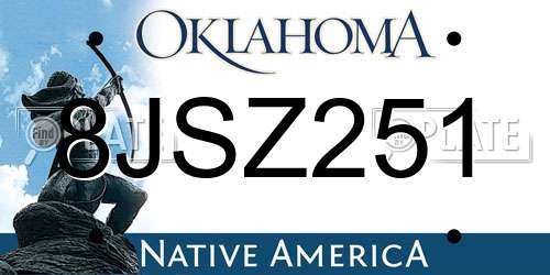 8JSZ251 Oklahoma License Plate