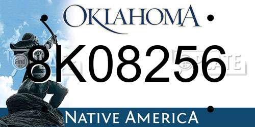 8K08256 Oklahoma License Plate