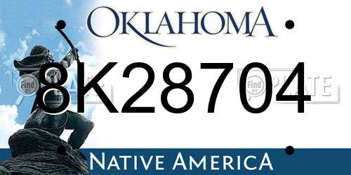 8K28704 Oklahoma License Plate