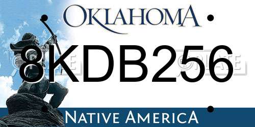 8KDB256 Oklahoma License Plate