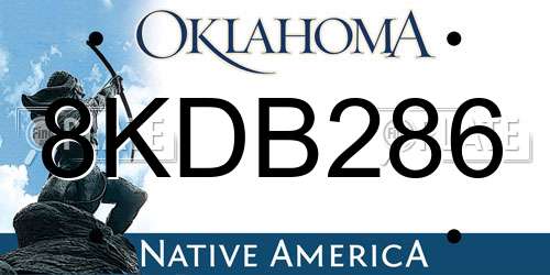 8KDB286 Oklahoma License Plate
