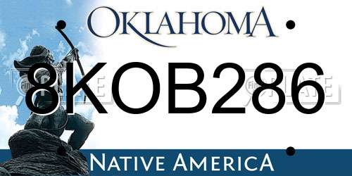 8KOB286 Oklahoma License Plate