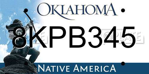 8KPB345 Oklahoma License Plate