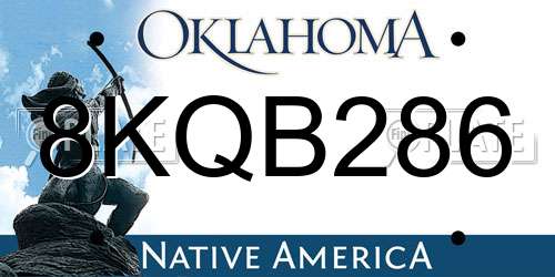 8KQB286 Oklahoma License Plate