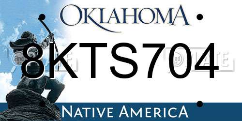 8KTS704 Oklahoma License Plate