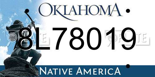 8L78019 Oklahoma License Plate