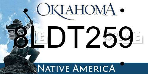 8LDT259 Oklahoma License Plate