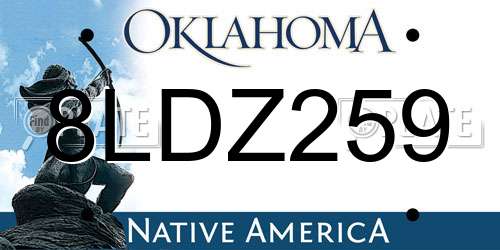8LDZ259 Oklahoma License Plate