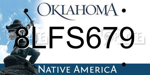 8LFS679 Oklahoma License Plate