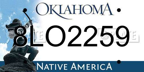 8LO2259 Oklahoma License Plate