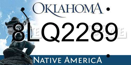 8LQ2289 Oklahoma License Plate