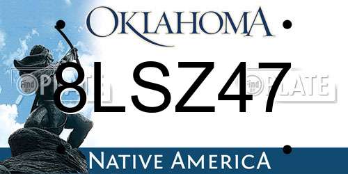8LSZ47 Oklahoma License Plate