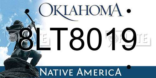 8LT8019 Oklahoma License Plate