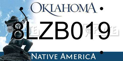 8LZB019 Oklahoma License Plate