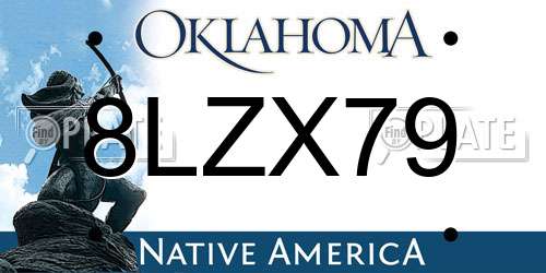 8LZX79 Oklahoma License Plate