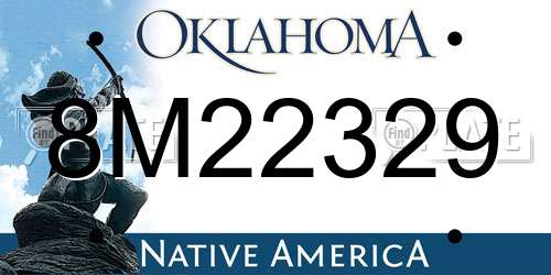 8M22329 Oklahoma License Plate
