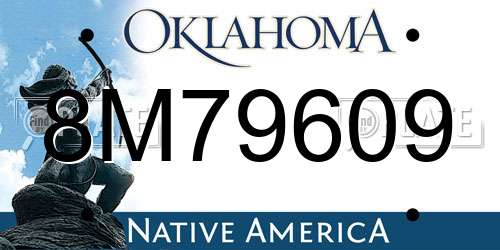 8M79609 Oklahoma License Plate