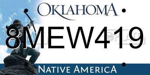 8MEW419 Oklahoma License Plate