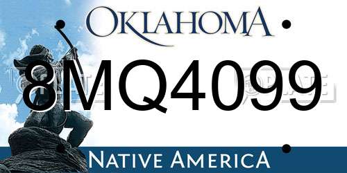 8MQ4099 Oklahoma License Plate
