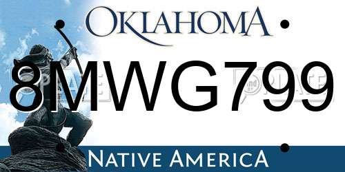 8MWG799 Oklahoma License Plate