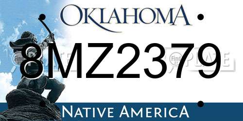 8MZ2379 Oklahoma License Plate