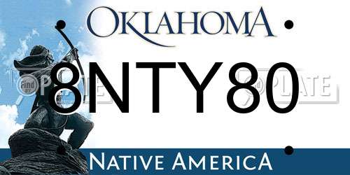 8NTY80 Oklahoma License Plate