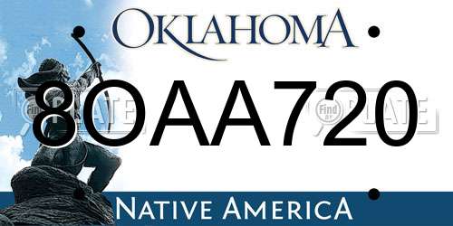 8OAA720 Oklahoma License Plate