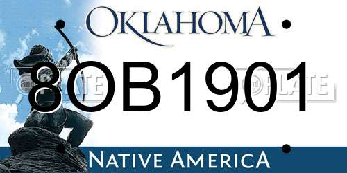 8OB1901 Oklahoma License Plate