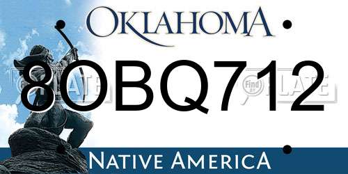 8OBQ712 Oklahoma License Plate