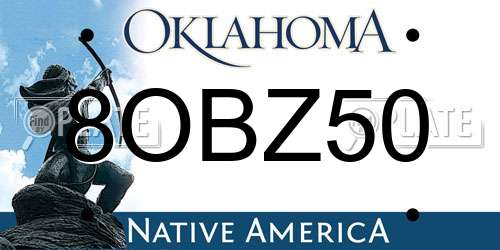 8OBZ50 Oklahoma License Plate