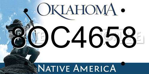 8OC4658 Oklahoma License Plate