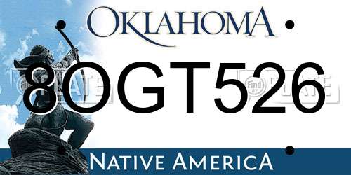 8OGT526 Oklahoma License Plate