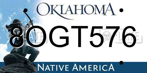8OGT576 Oklahoma License Plate